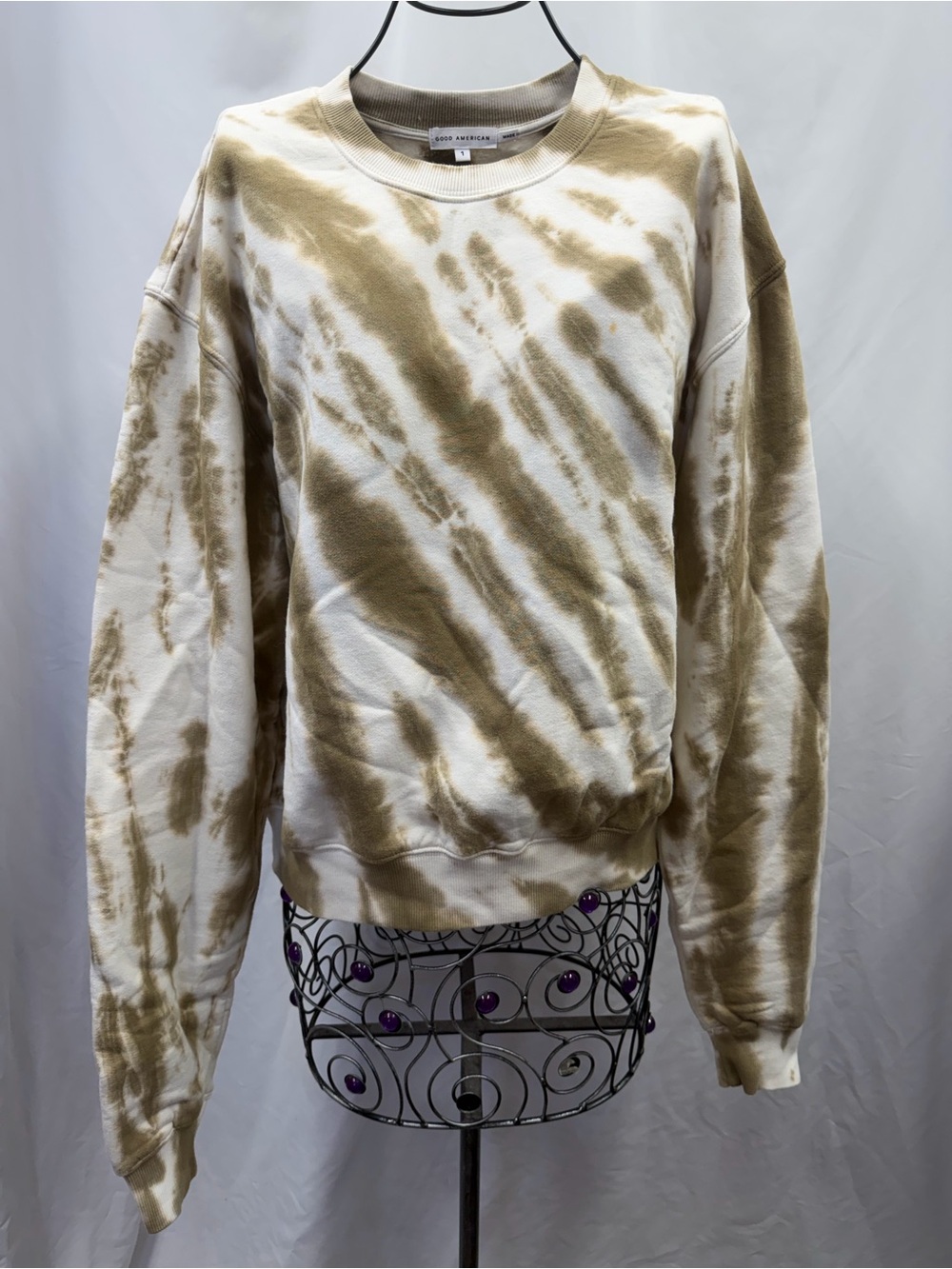 Good American tie dye boyfriend sweatshirt size 1